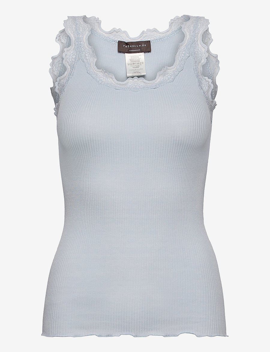 Rosemunde - RWBabette Silk SL U-neck Long Lace Top - Ärmellose tops - heather sky - 0