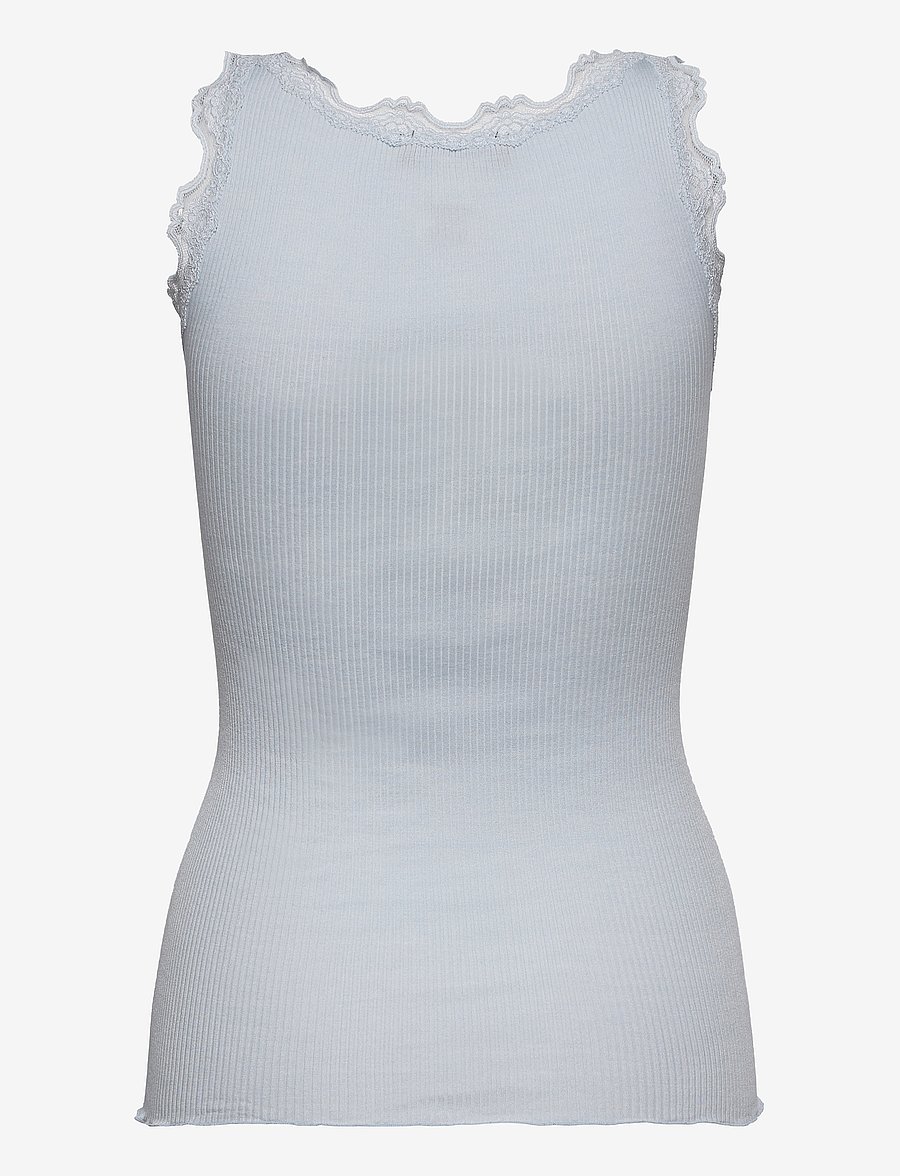 Rosemunde - RWBabette Silk SL U-neck Long Lace Top - Ärmellose tops - heather sky - 1