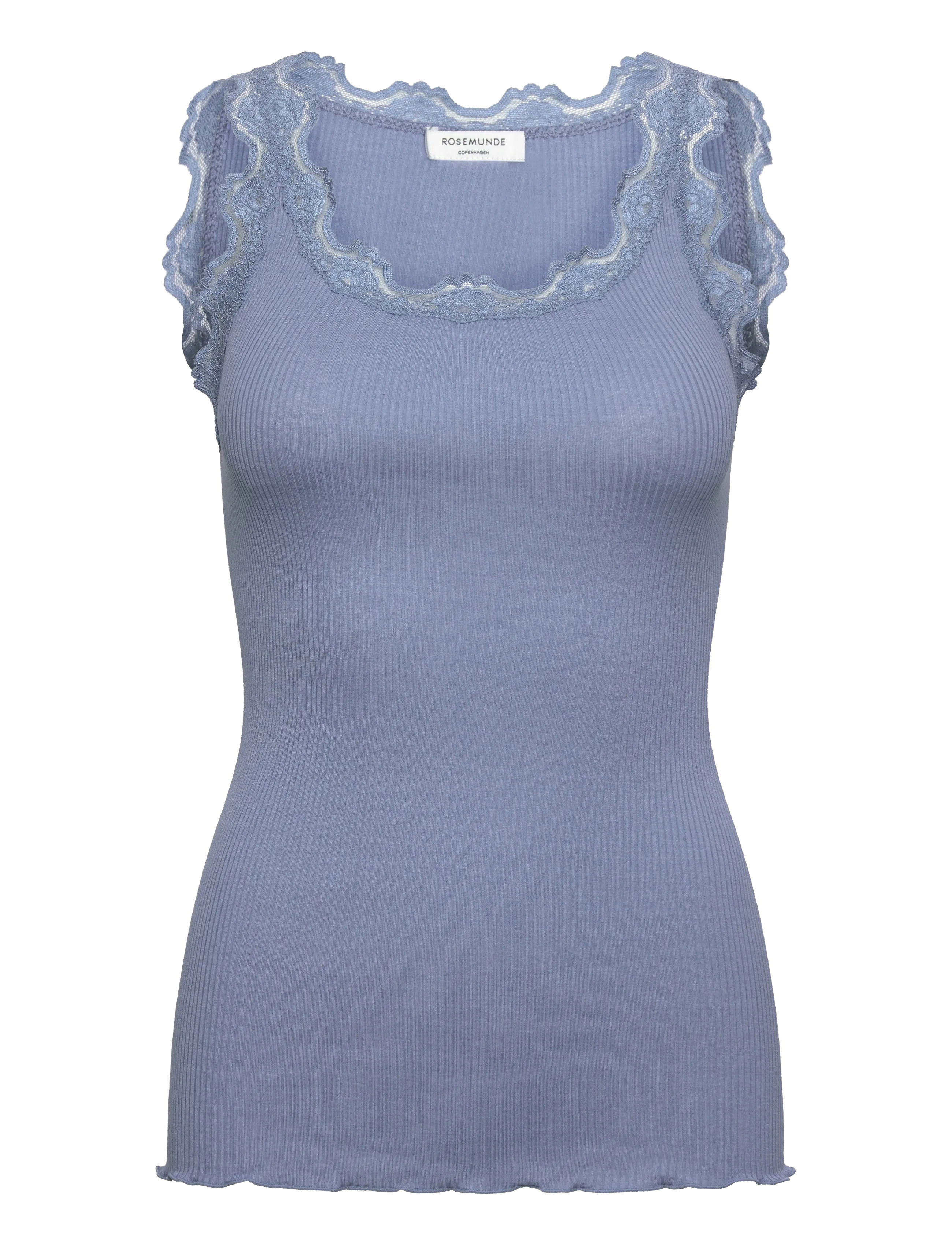 Rosemunde RWBabette Silk SL U-neck Long Lace - Tøj - INFINITY / blue