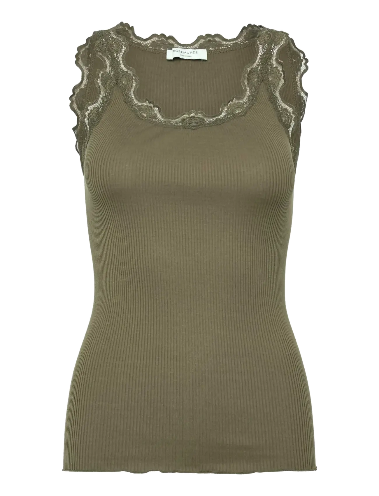 Rosemunde RWBabette Silk SL U-neck Long Lace Top - Rosemunde - KALAMATA / khaki/green