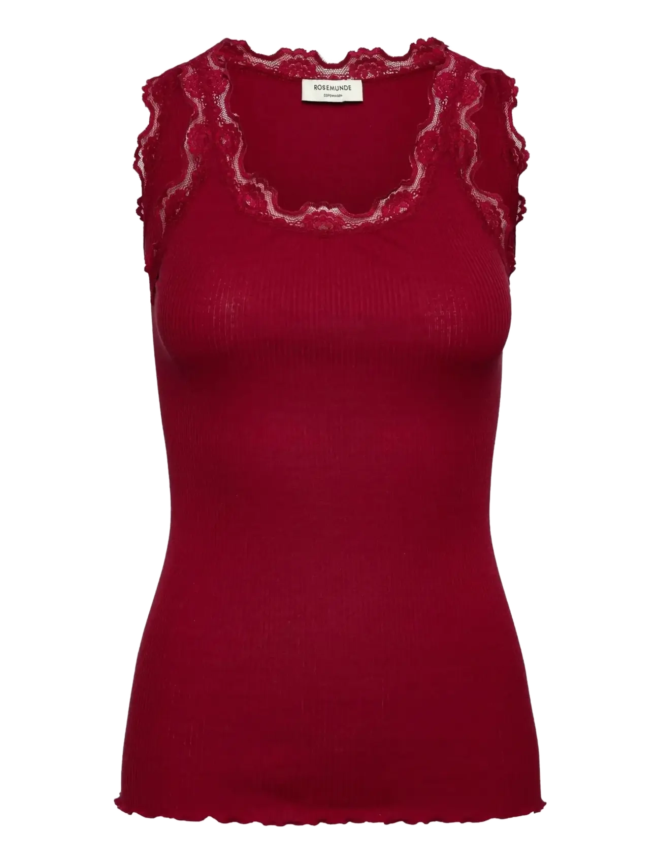Rosemunde - RWBabette Silk SL U-neck Long Lace Top - linnen - karanda red - 1