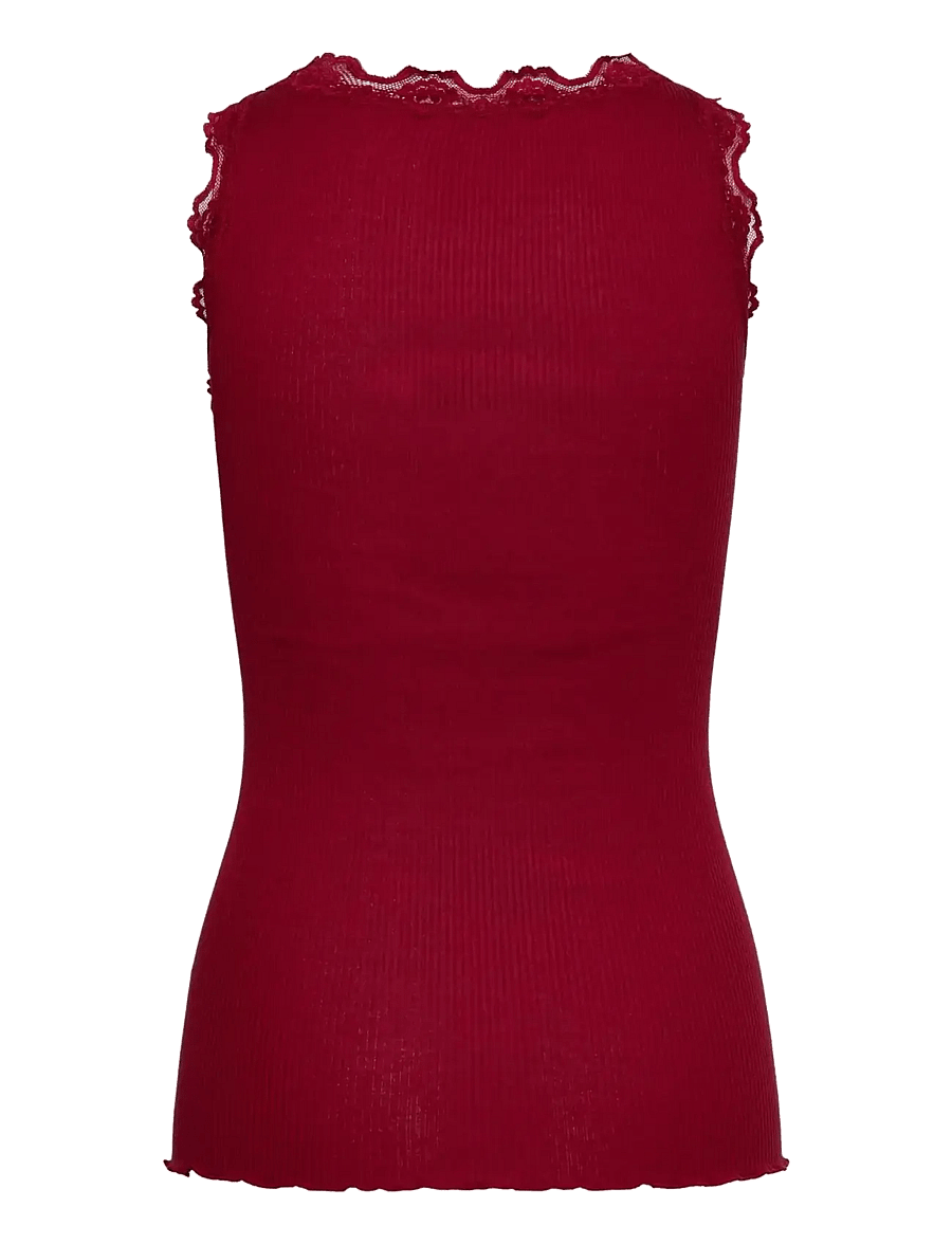 Rosemunde - RWBabette Silk SL U-neck Long Lace Top - Ärmellose tops - karanda red - 2