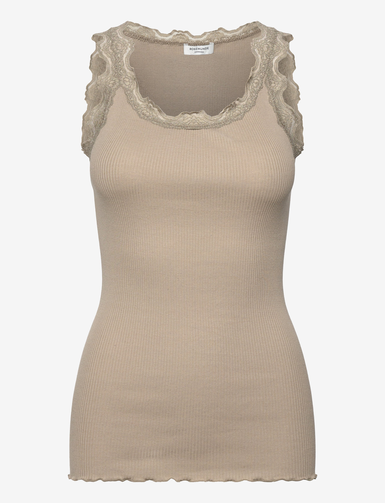 Rosemunde - RWBabette Silk SL U-neck Long Lace - tanktops - laurel oak - 1
