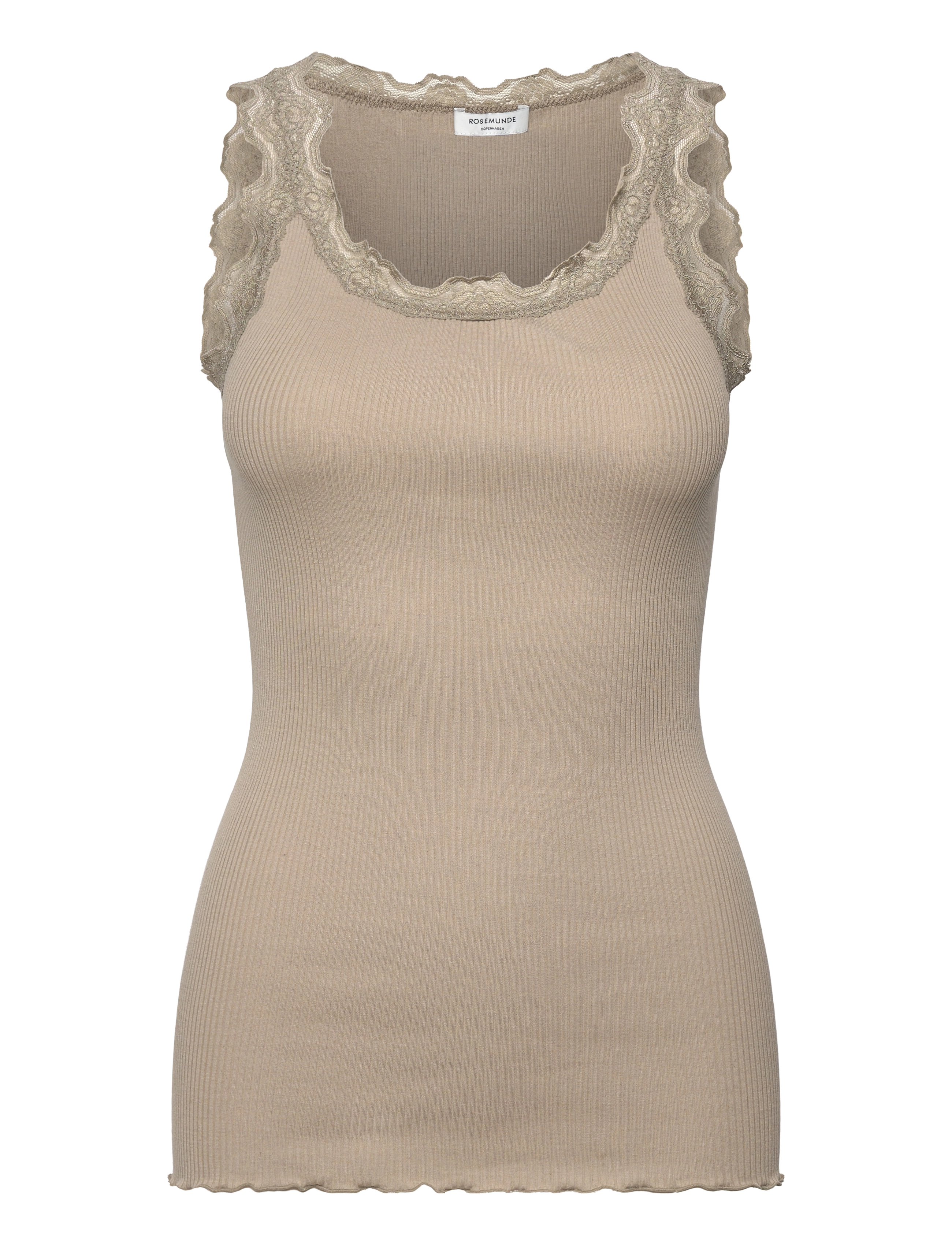 Rosemunde RWBabette Silk SL U-neck Long Lace - Tøj - LAUREL OAK / khaki/green