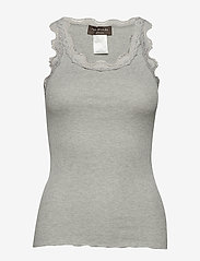 Rosemunde - Silk top w/ lace - sleeveless tops - light grey melange - 0