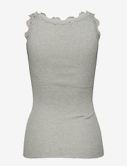Rosemunde - Silk top w/ lace - laveste priser - light grey melange - 1