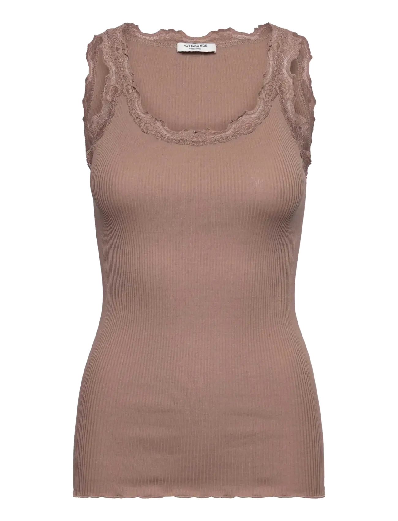 Rosemunde RWBabette Silk SL U-neck Long Lace Top - New arrivals - MOCHA MERINGUE / brown