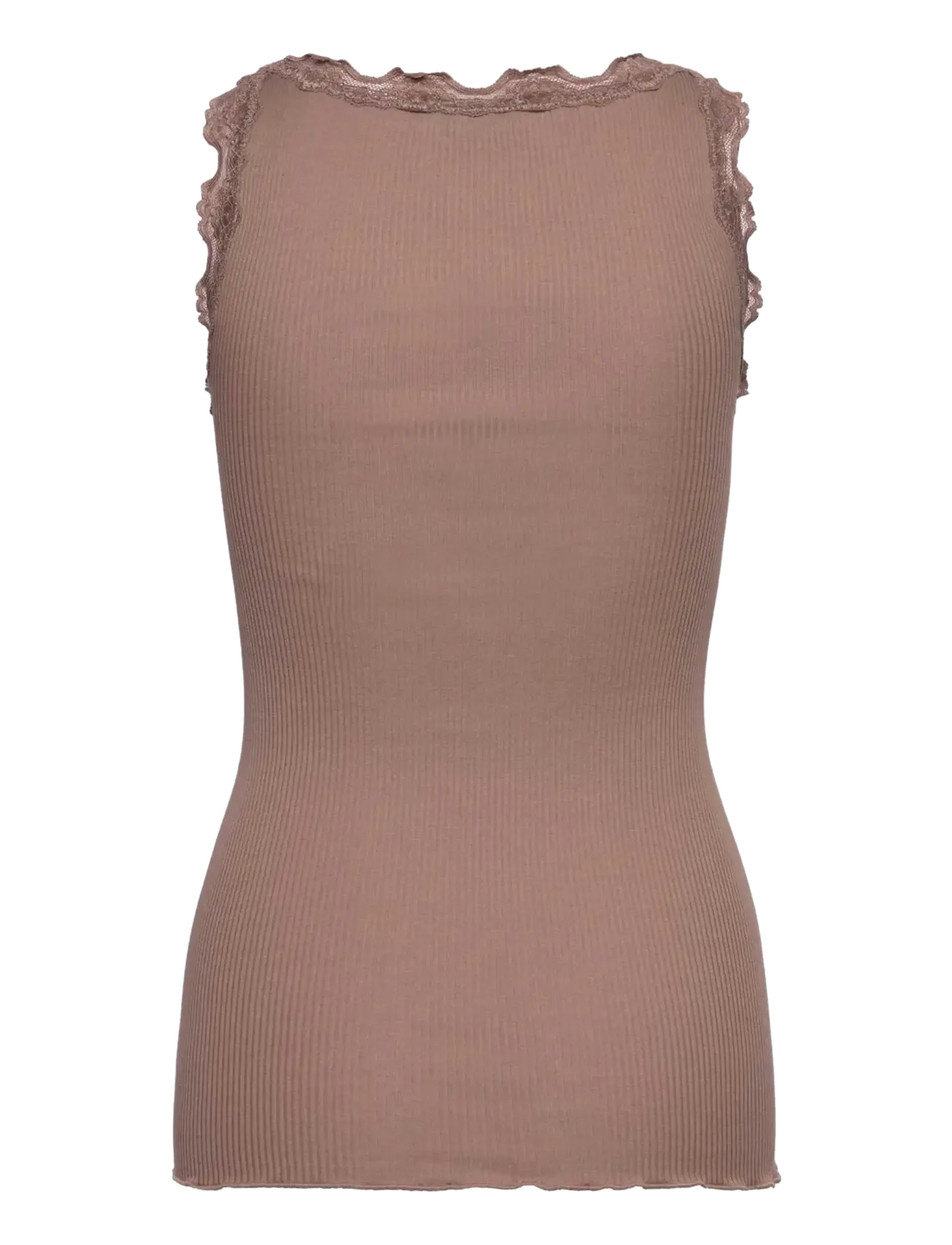 Rosemunde - RWBabette Silk SL U-neck Long Lace Top - sleeveless tops - mocha meringue - 2