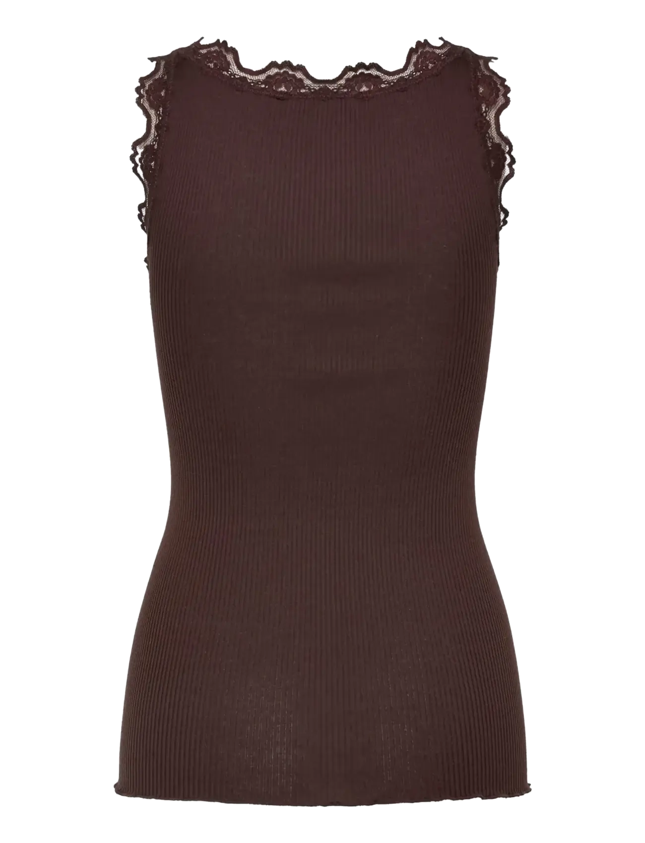 Rosemunde - RWBabette Silk SL U-neck Long Lace Top - Ärmellose tops - mole - 1