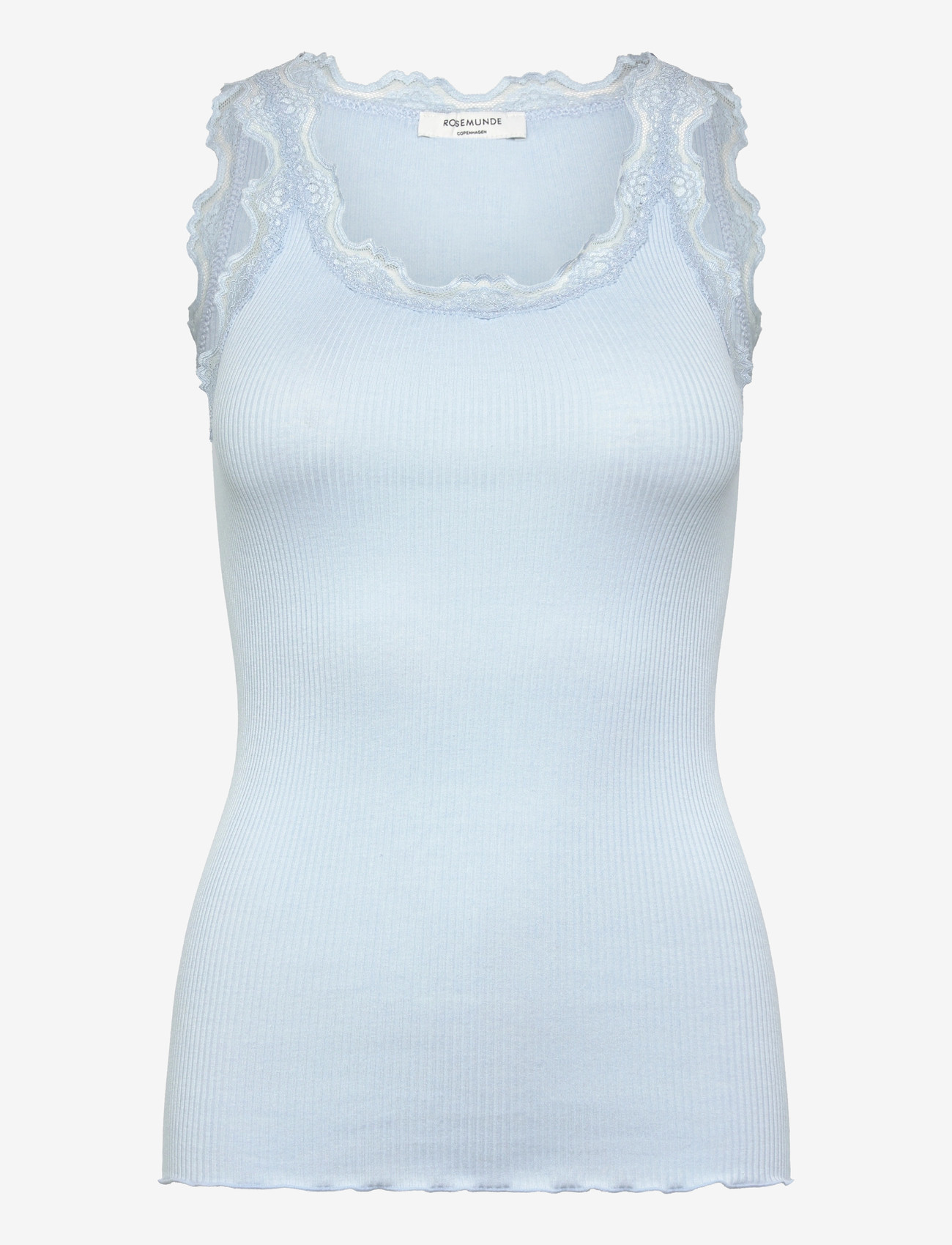 Rosemunde - RWBabette Silk SL U-neck Long Lace - tanktops - nantucket blue - 1