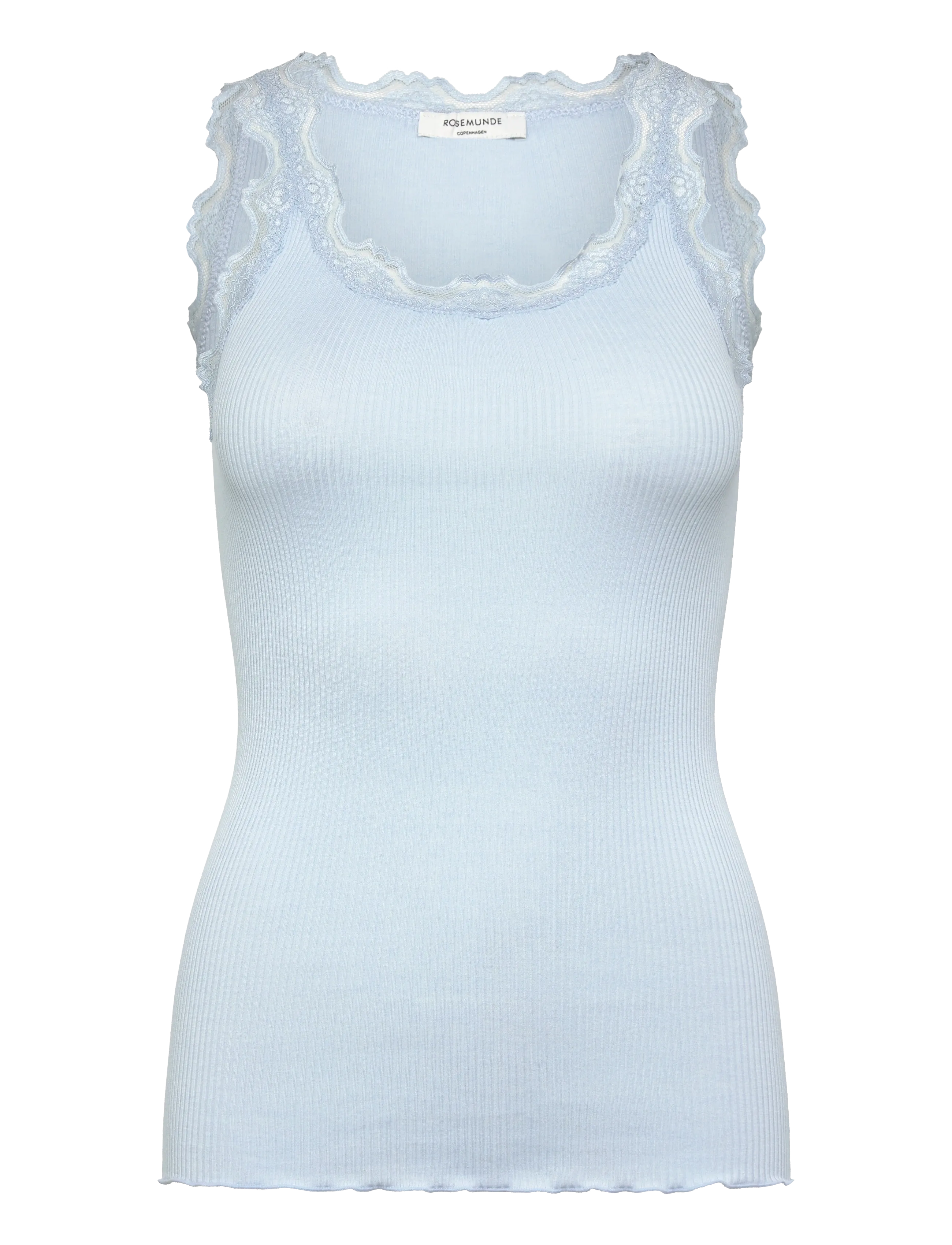 Rosemunde RWBabette Silk SL U-neck Long Lace - Tøj - NANTUCKET BLUE / blue