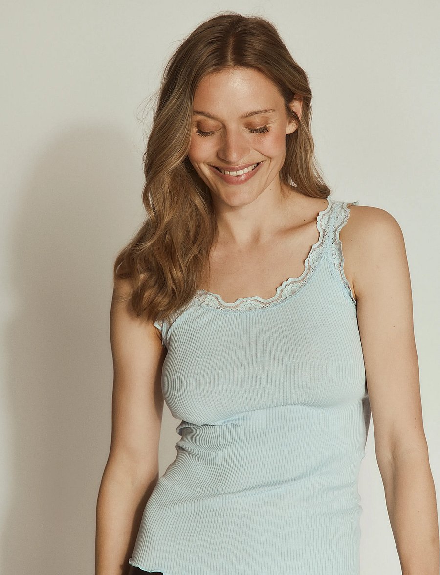 Rosemunde - RWBabette Silk SL U-neck Long Lace Top - varrukateta topid - nantucket blue - 0