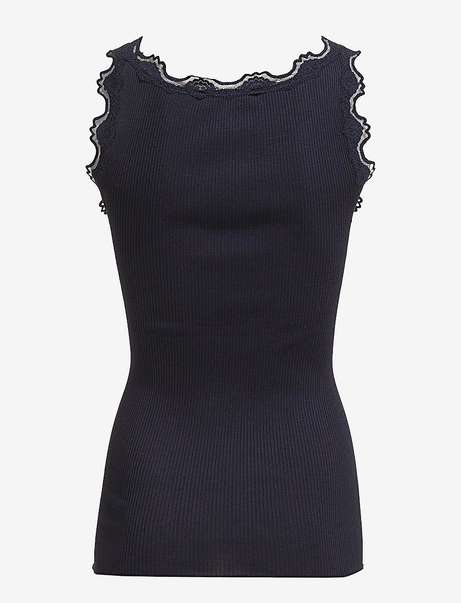 Rosemunde - RWBabette Silk SL U-neck Long Lace Top - Ärmellose tops - navy - 1