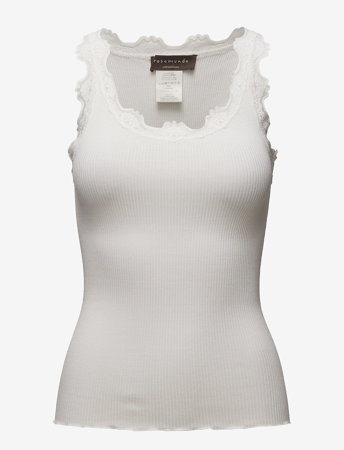 Rosemunde RWBabette Silk SL U-neck Long Lace - Tøj - NEW WHITE / cream