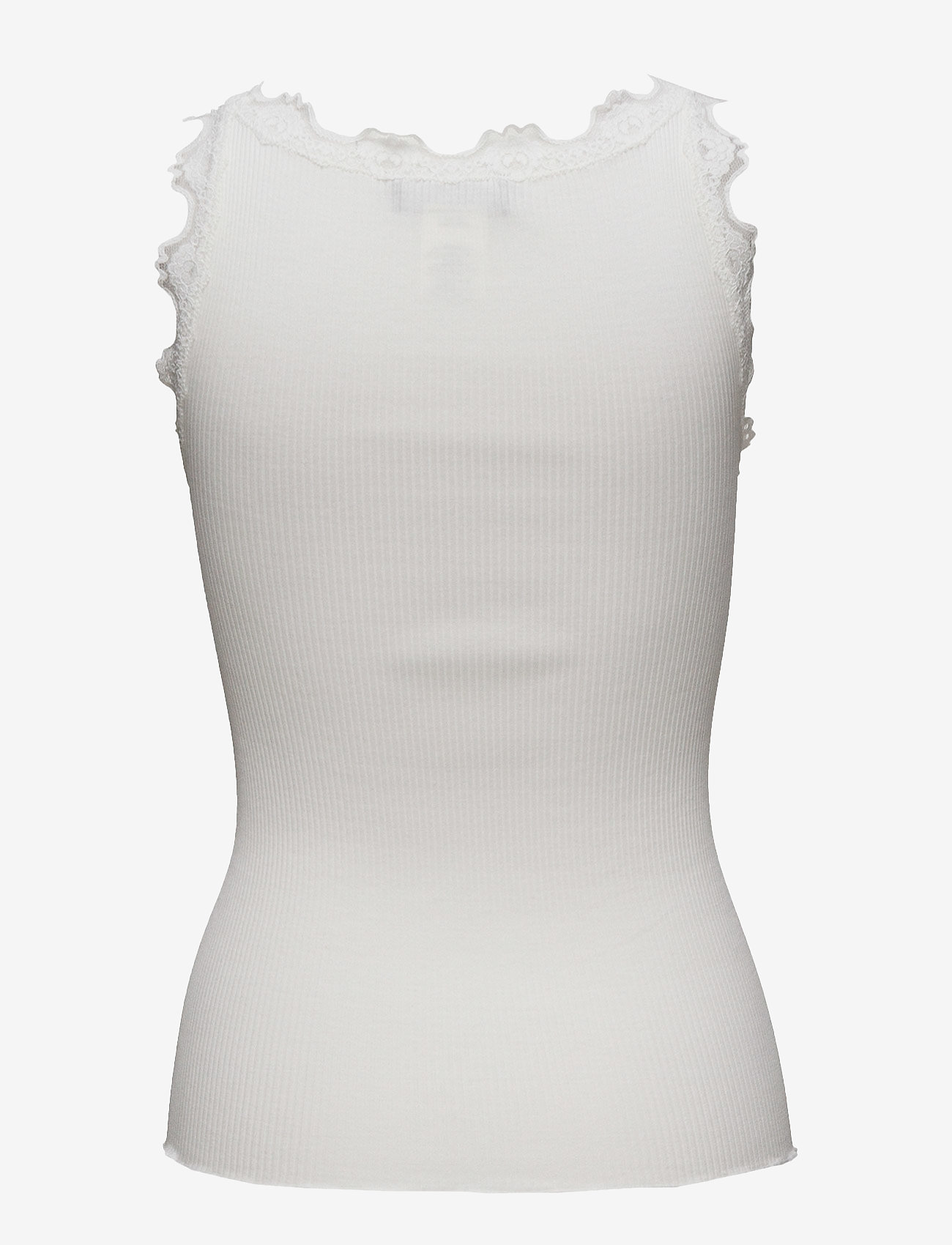 Rosemunde - RWBabette Silk SL U-neck Long Lace Top - tanktops - new white - 2