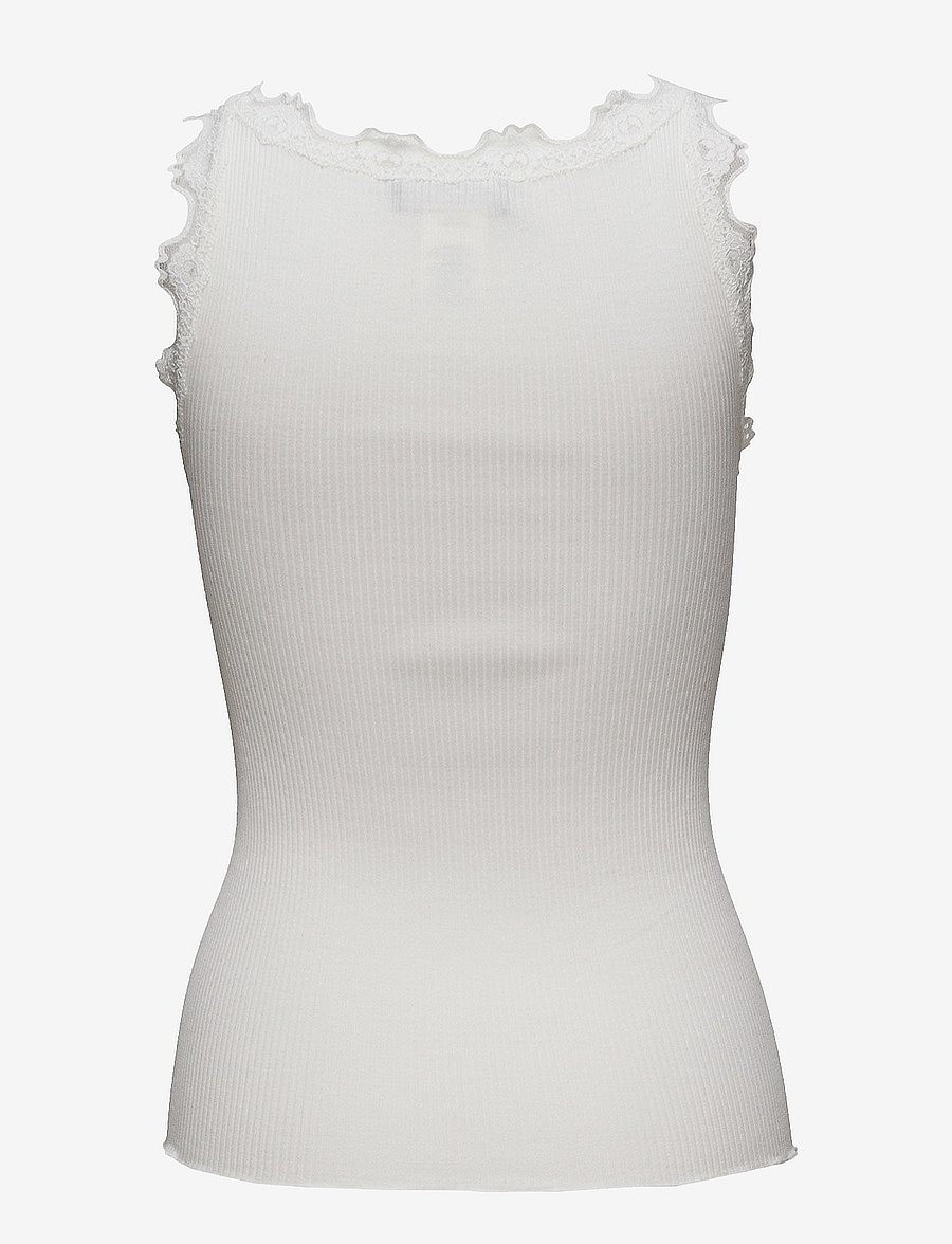 Rosemunde - RWBabette Silk SL U-neck Long Lace Top - sleeveless tops - new white - 2