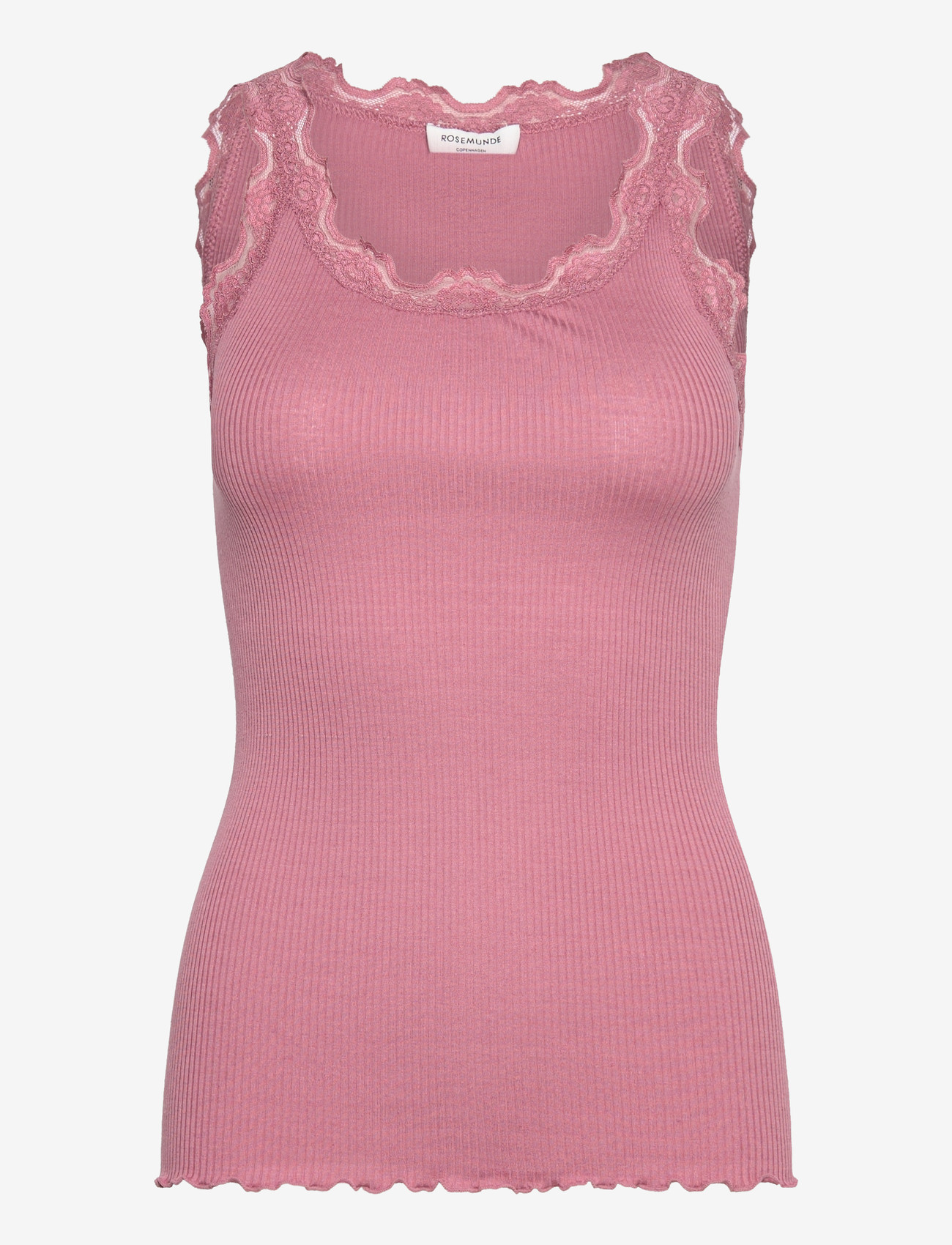 Rosemunde - RWBabette Silk SL U-neck Long Lace - tanktops - nostalgia rose - 0