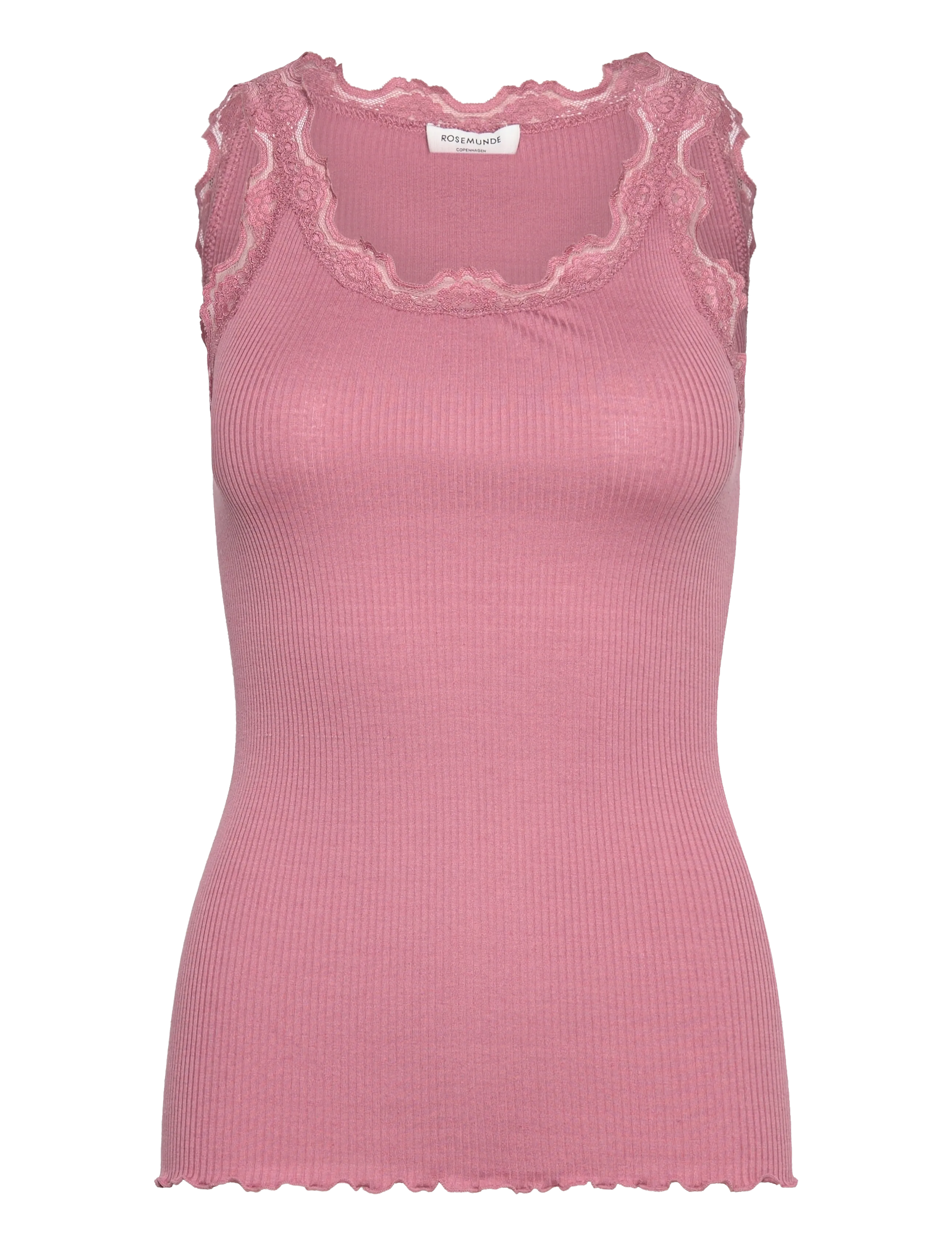 Rosemunde RWBabette Silk SL U-neck Long Lace - Tøj - NOSTALGIA ROSE / pink/rose