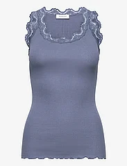 Rosemunde - Silk top w/ lace - sleeveless tops - paris blue - 0
