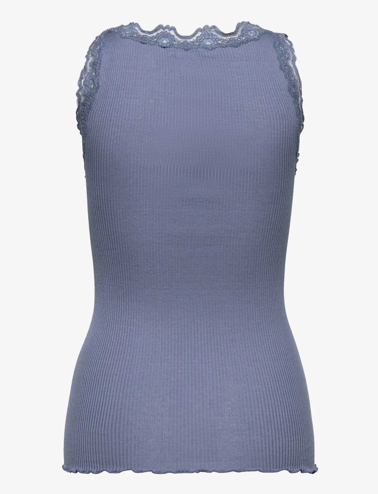 Rosemunde - Silk top w/ lace - sleeveless tops - paris blue - 1