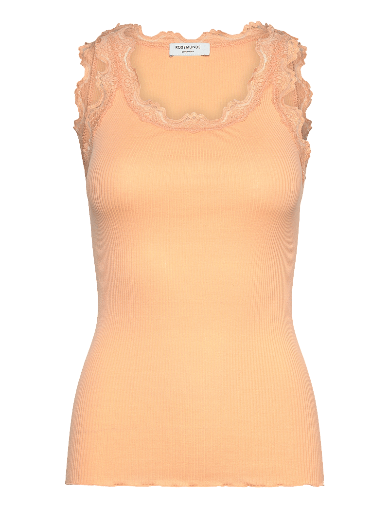 Rosemunde - RWBabette Silk SL U-neck Long Lace - linnen - peach fuzz - 1