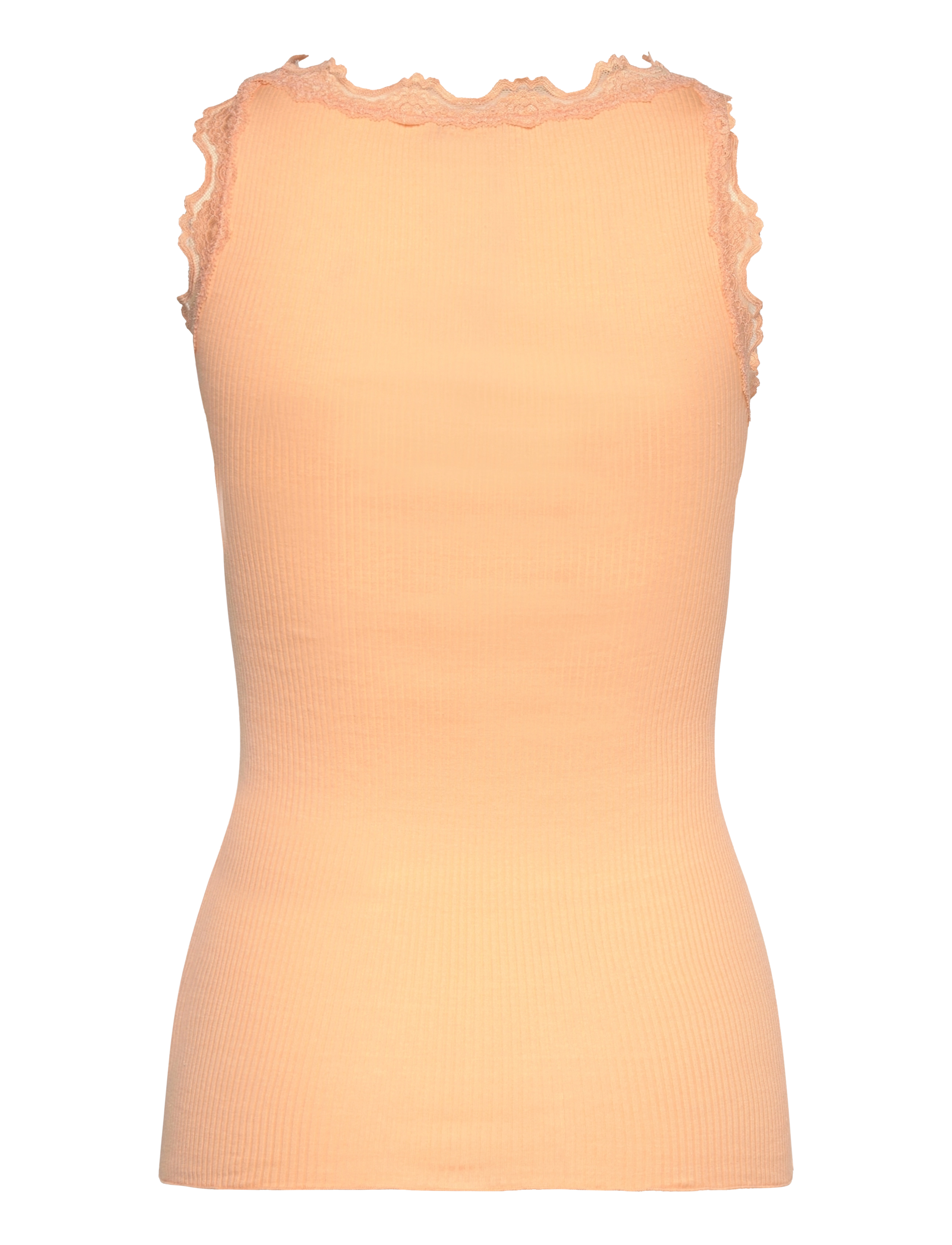 Rosemunde - RWBabette Silk SL U-neck Long Lace Top - topid ja varrukateta alussärgid - peach fuzz - 2