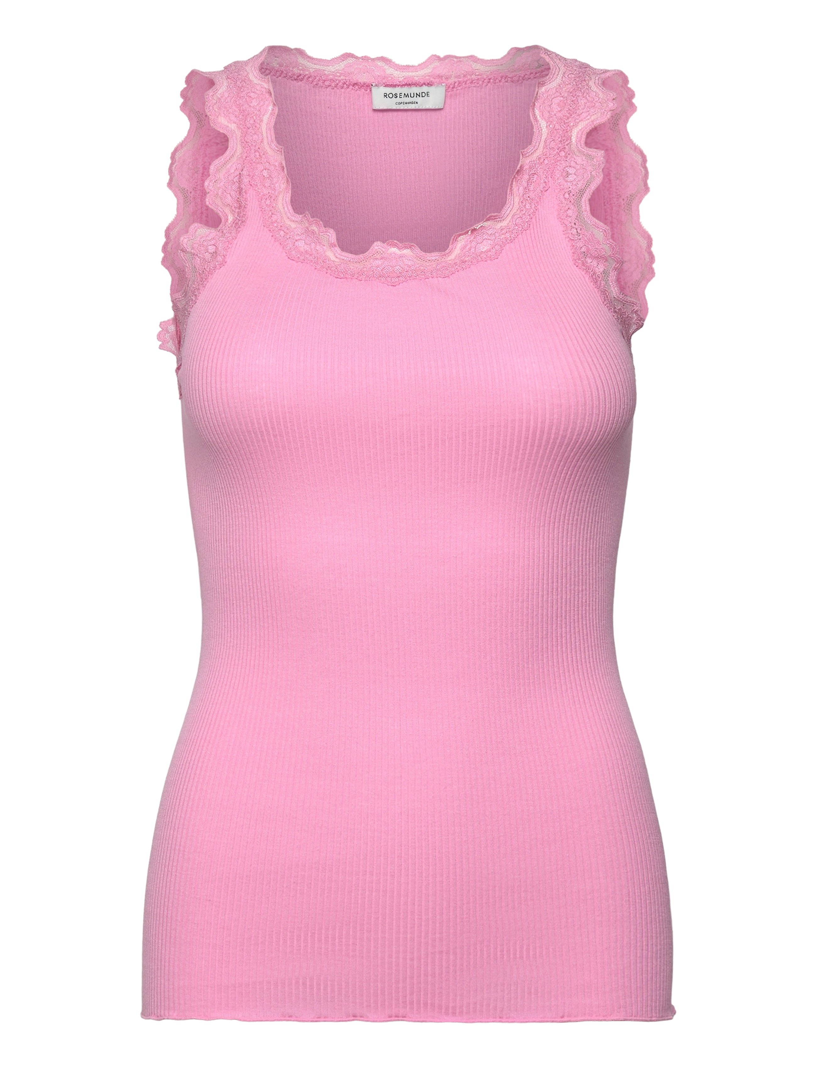 Rosemunde RWBabette Silk SL U-neck Long Lace - Tøj - PRISM PINK / pink/rose