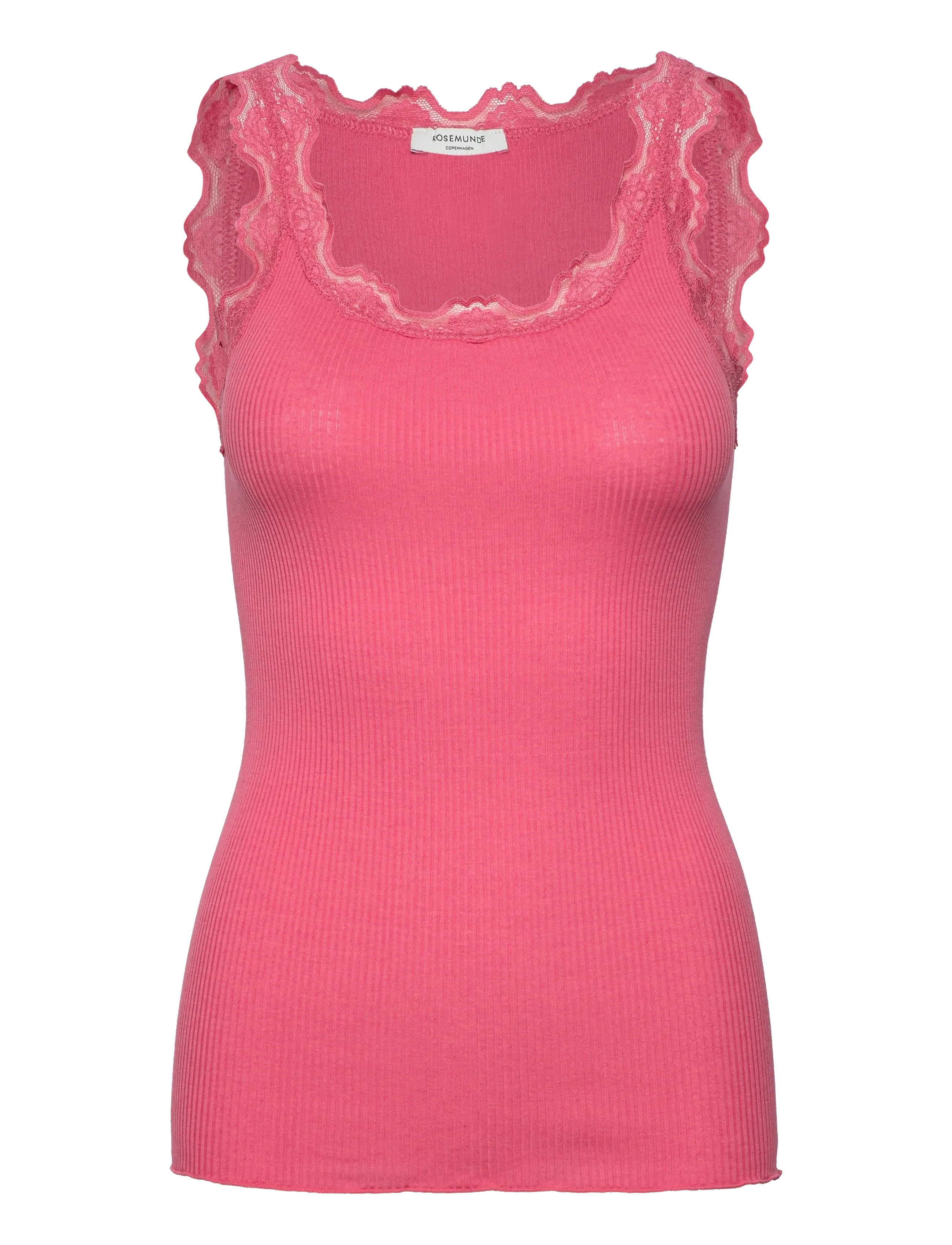 Rosemunde RWBabette Silk SL U-neck Long Lace - Tøj - RAPTURE ROSE / pink/rose