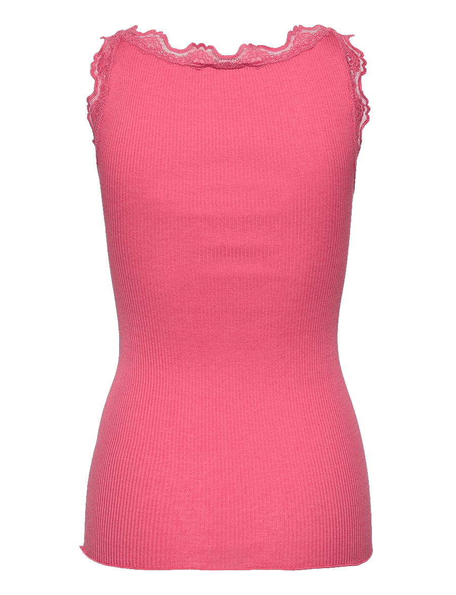Rosemunde - RWBabette Silk SL U-neck Long Lace Top - Ärmellose tops - rapture rose - 2