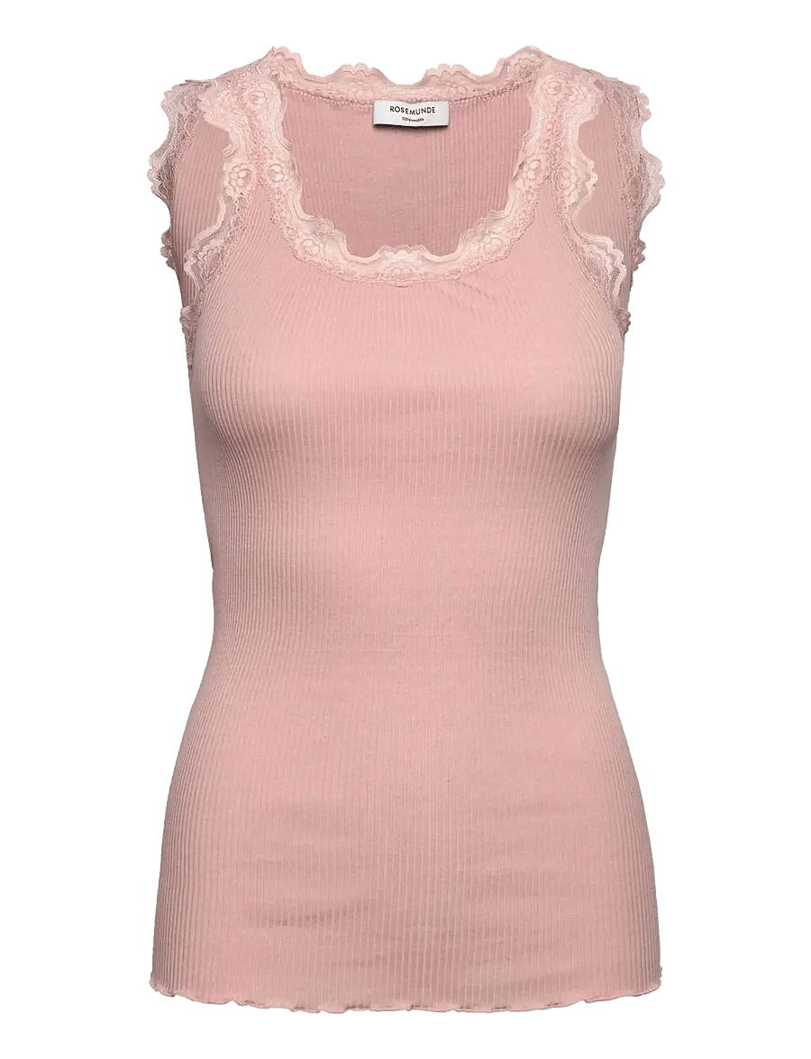 Rosemunde - RWBabette Silk SL U-neck Long Lace Top - Ärmellose tops - rose smoke - 1