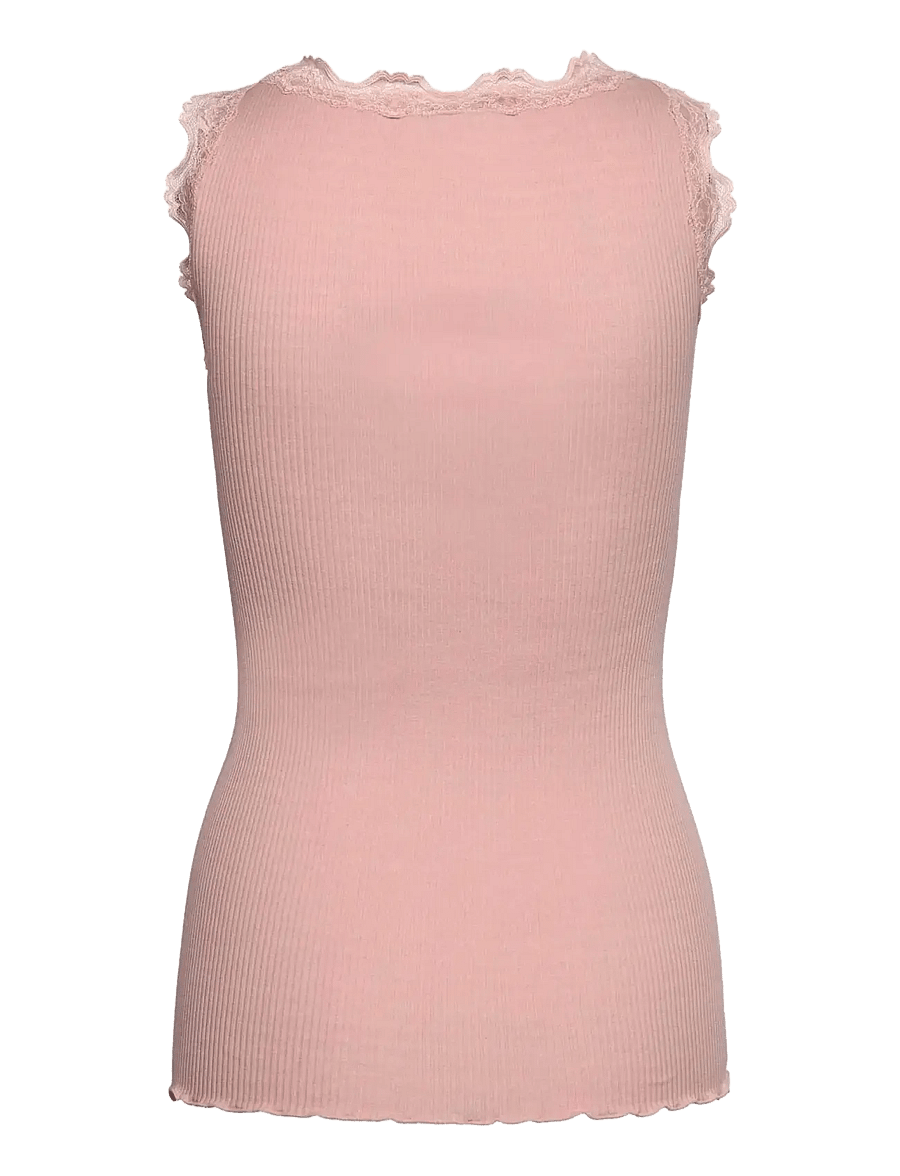Rosemunde - RWBabette Silk SL U-neck Long Lace Top - Ärmellose tops - rose smoke - 2