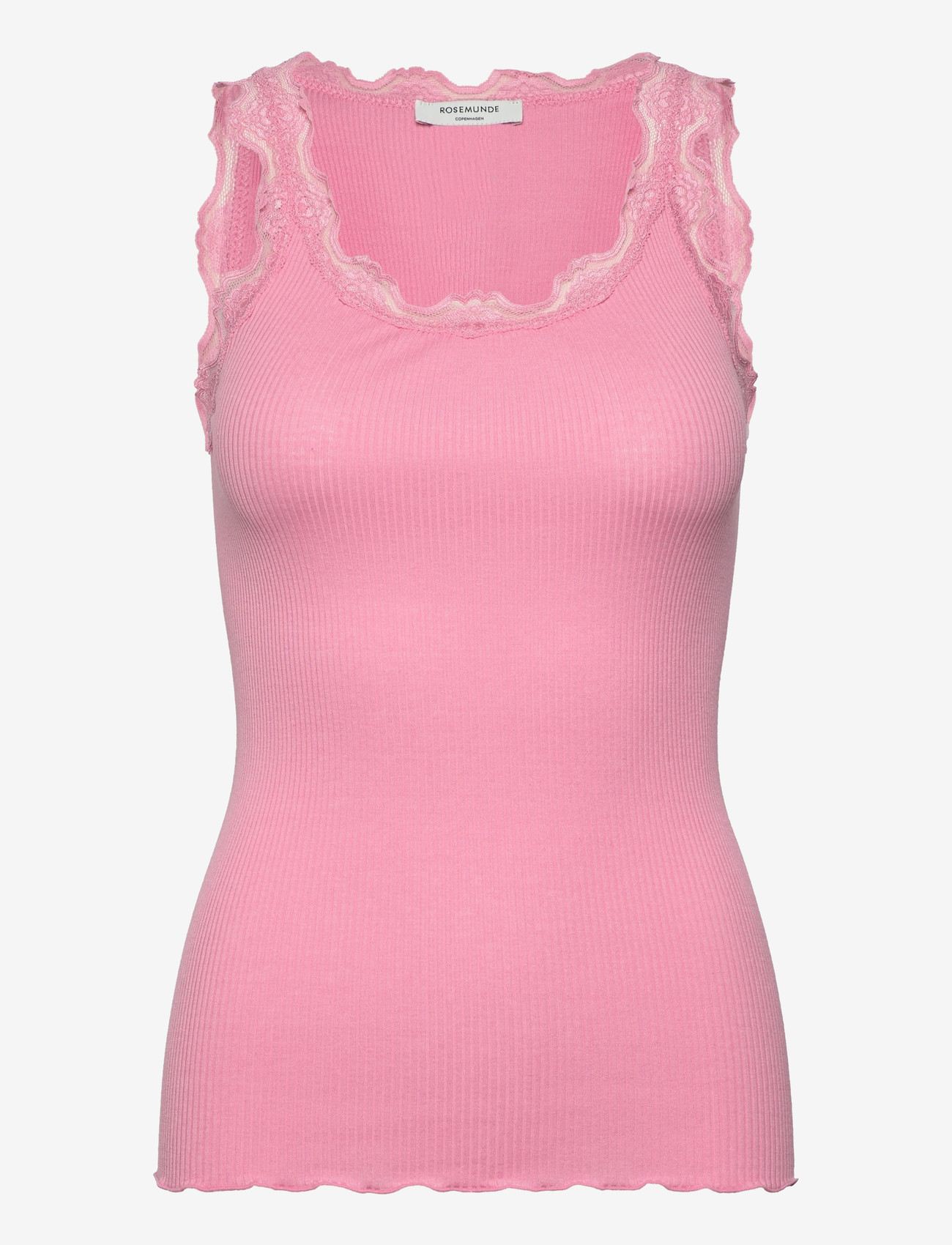 Rosemunde - RWBabette Silk SL U-neck Long Lace - tanktops - sea pink - 1