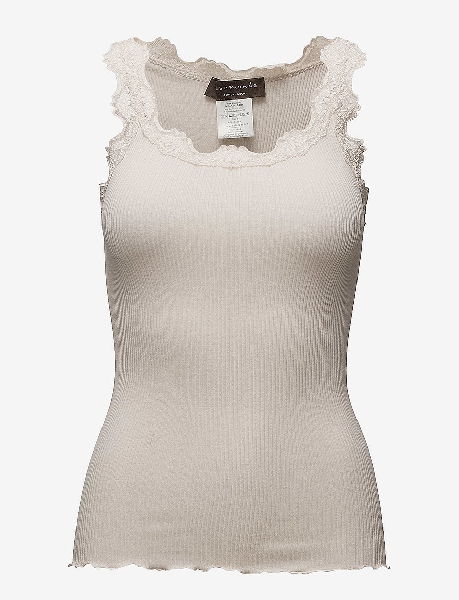 Rosemunde - RWBabette Silk SL U-neck Long Lace Top - Ärmellose tops - soft powder - 0