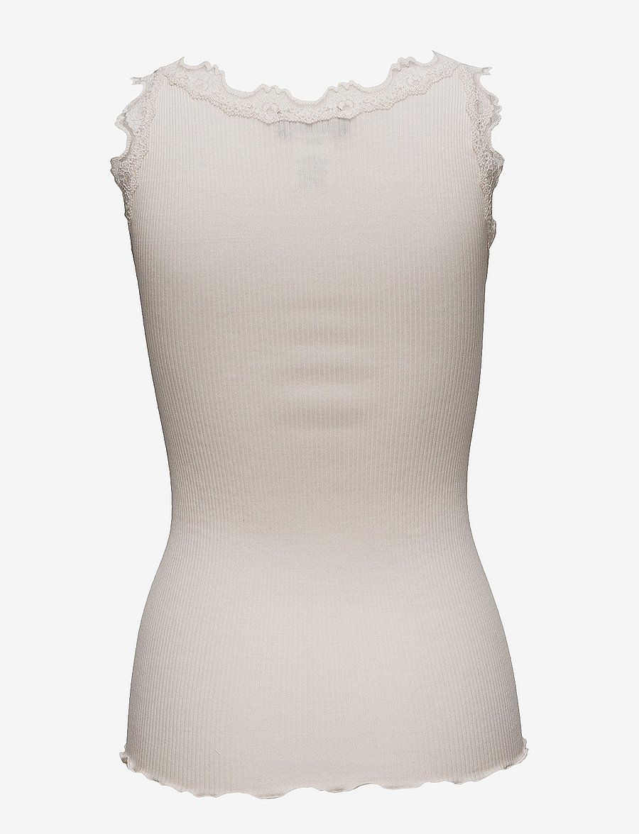 Rosemunde - RWBabette Silk SL U-neck Long Lace Top - Ärmellose tops - soft powder - 1