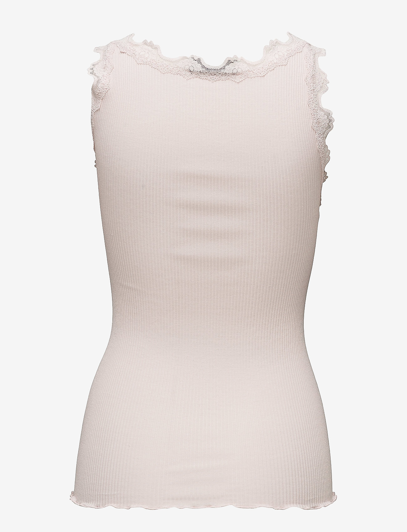 Rosemunde - RWBabette Silk SL U-neck Long Lace - tanktops - soft rose - 1