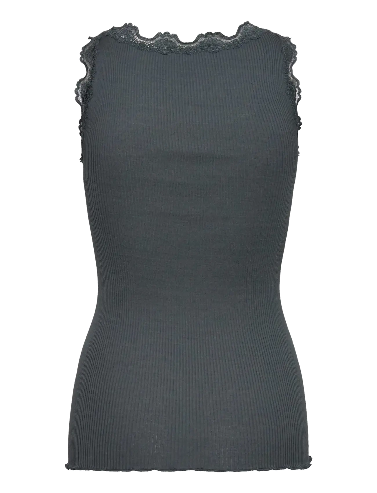 Rosemunde - RWBabette Silk SL U-neck Long Lace Top - Ärmellose tops - stormy weather - 2