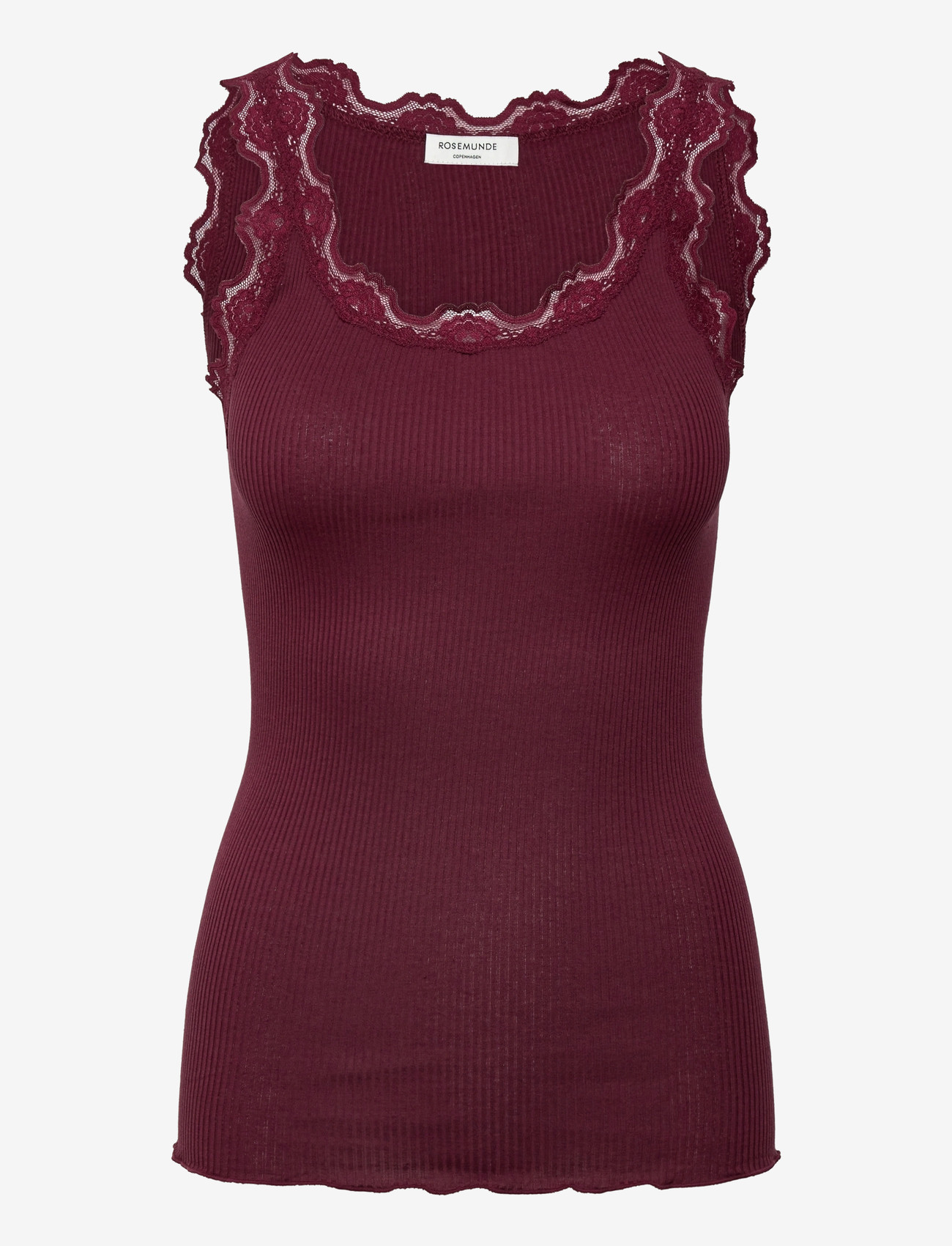 Rosemunde - RWBabette Silk SL U-neck Long Lace - linnen - tawny port - 1