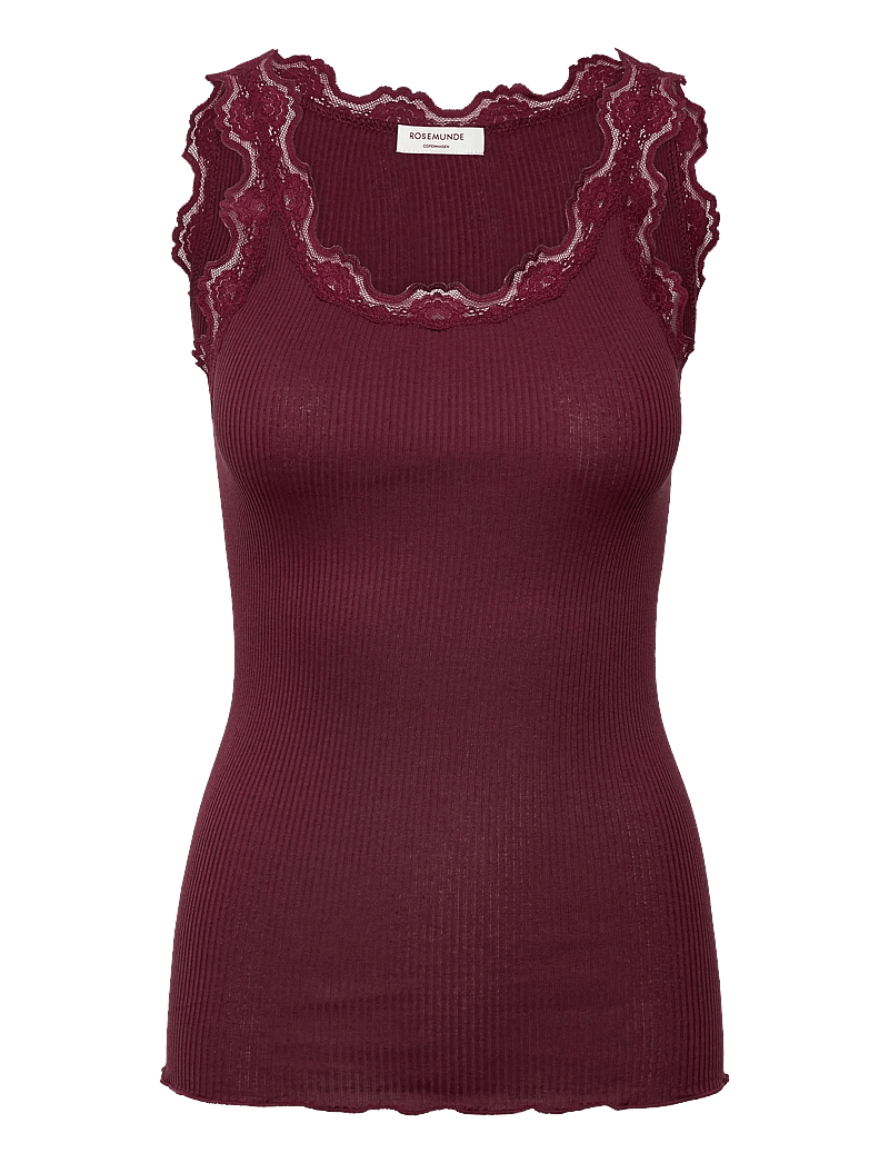 Rosemunde - RWBabette Silk SL U-neck Long Lace - linnen - tawny port - 1