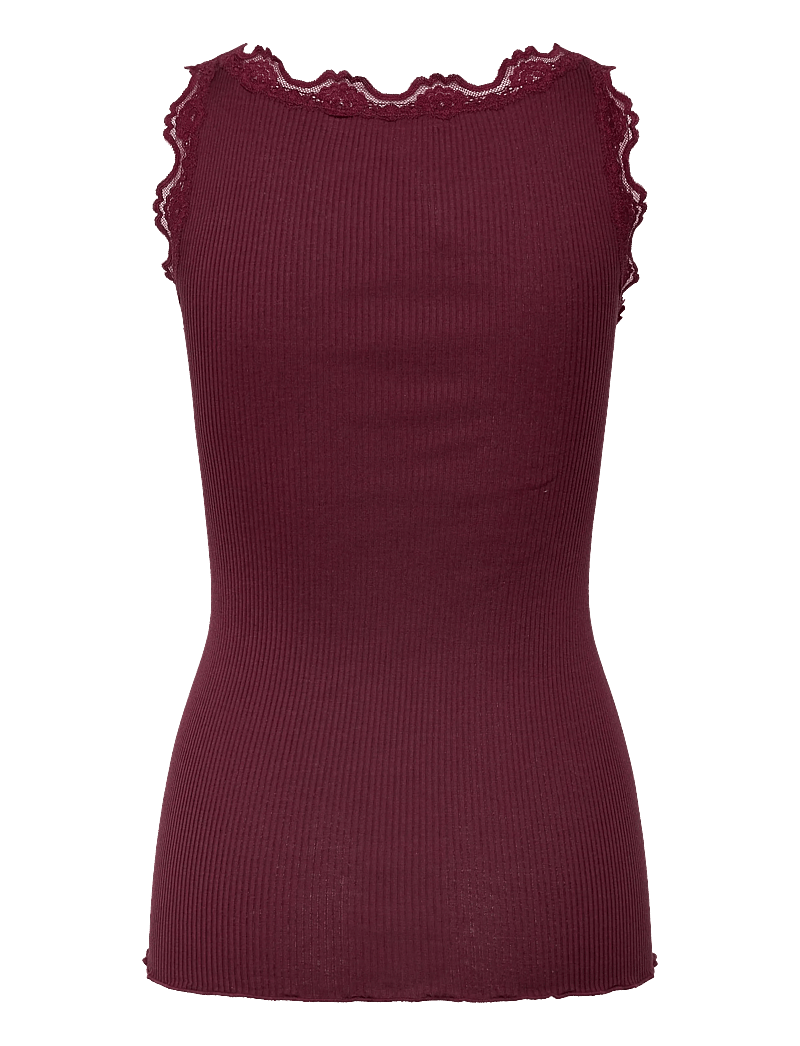 Rosemunde - RWBabette Silk SL U-neck Long Lace - linnen - tawny port - 2