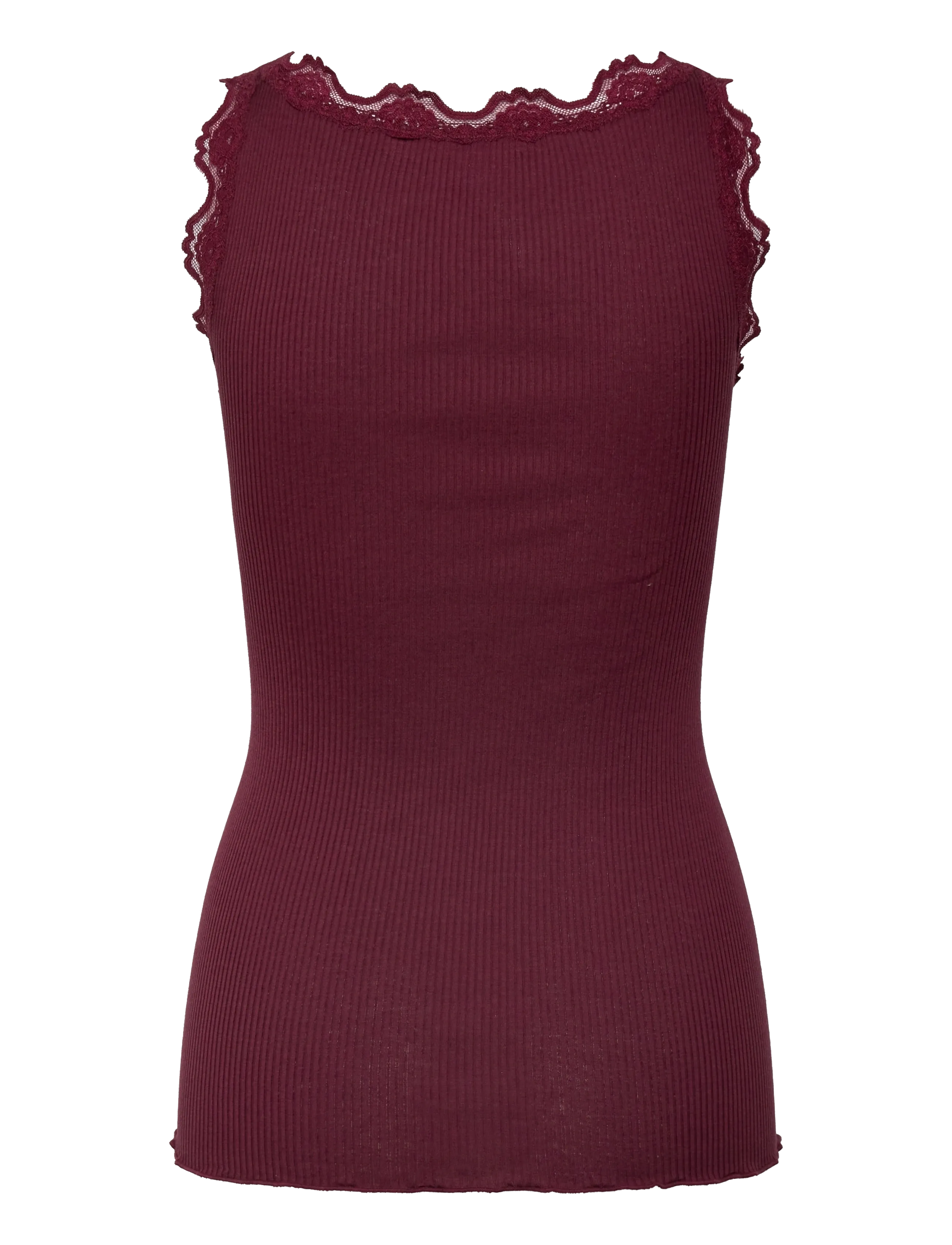 Rosemunde - RWBabette Silk SL U-neck Long Lace - tanktops - tawny port - 2