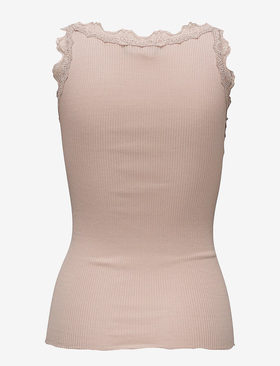 Rosemunde - RWBabette Silk SL U-neck Long Lace Top - Ärmellose tops - vintage powder - 1