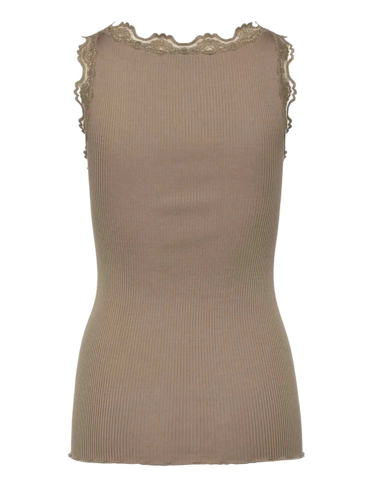 Rosemunde - RWBabette Silk SL U-neck Long Lace Top - Ärmellose tops - walnut - 2