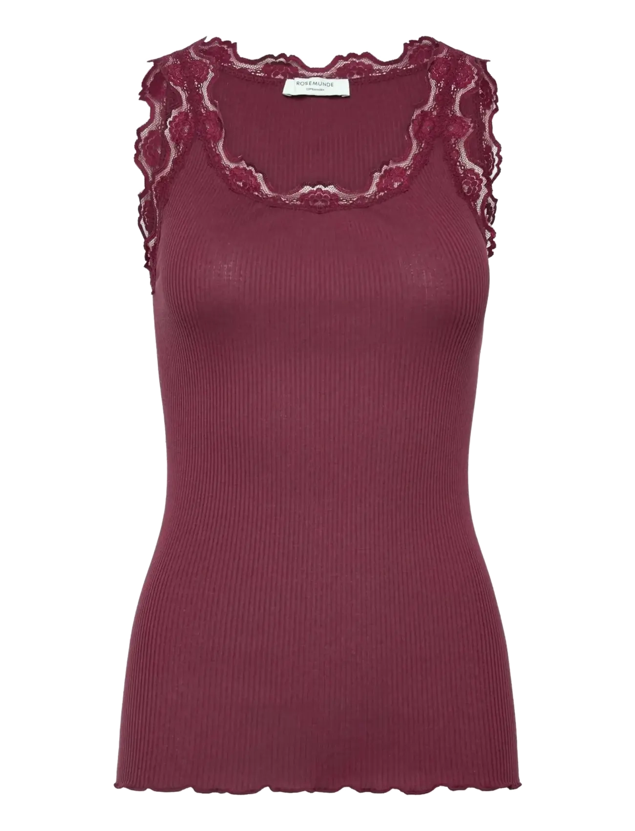 Rosemunde RWBabette Silk SL U-neck Long Lace Top - Rosemunde - WINDSOR WINE / burgundy