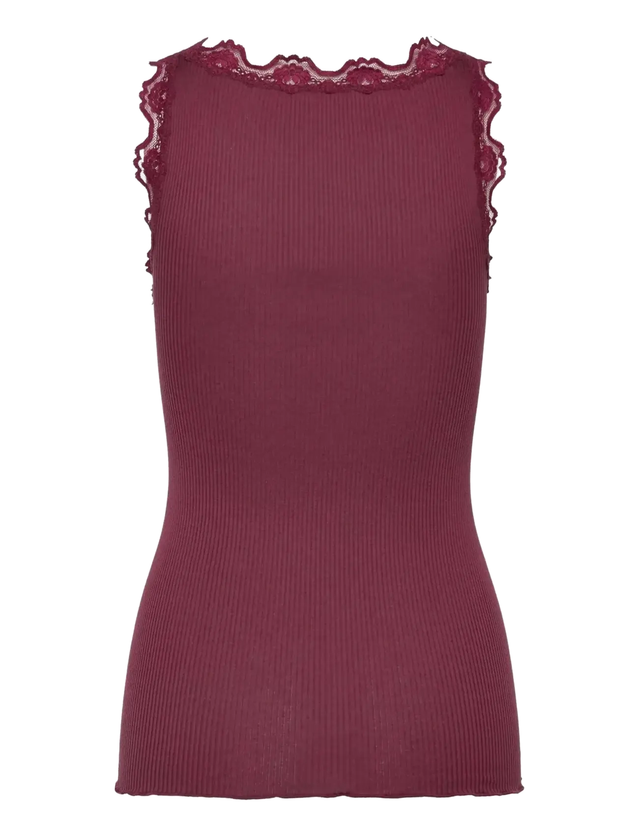 Rosemunde - RWBabette Silk SL U-neck Long Lace Top - Ärmellose tops - windsor wine - 1