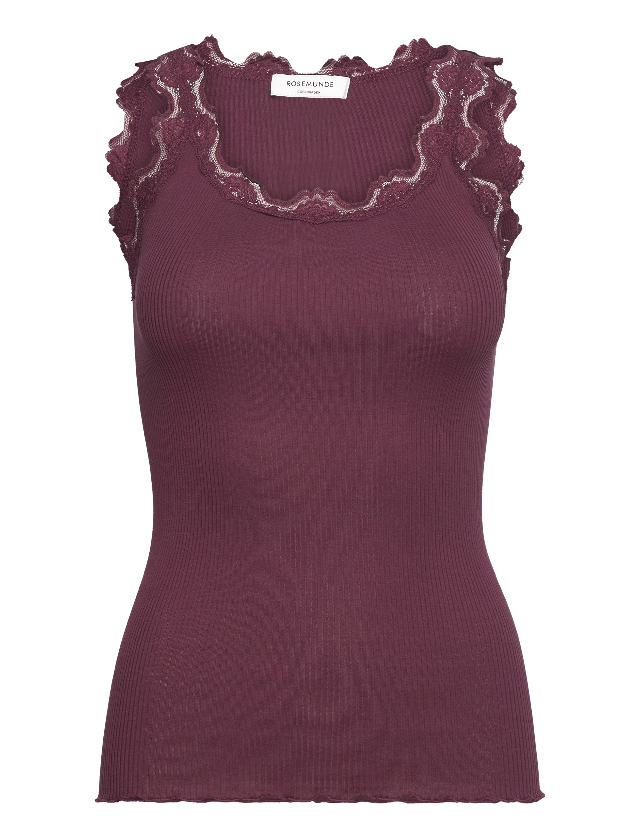 Rosemunde - RWBabette Silk SL U-neck Long Lace - sleeveless tops - winetasting - 1
