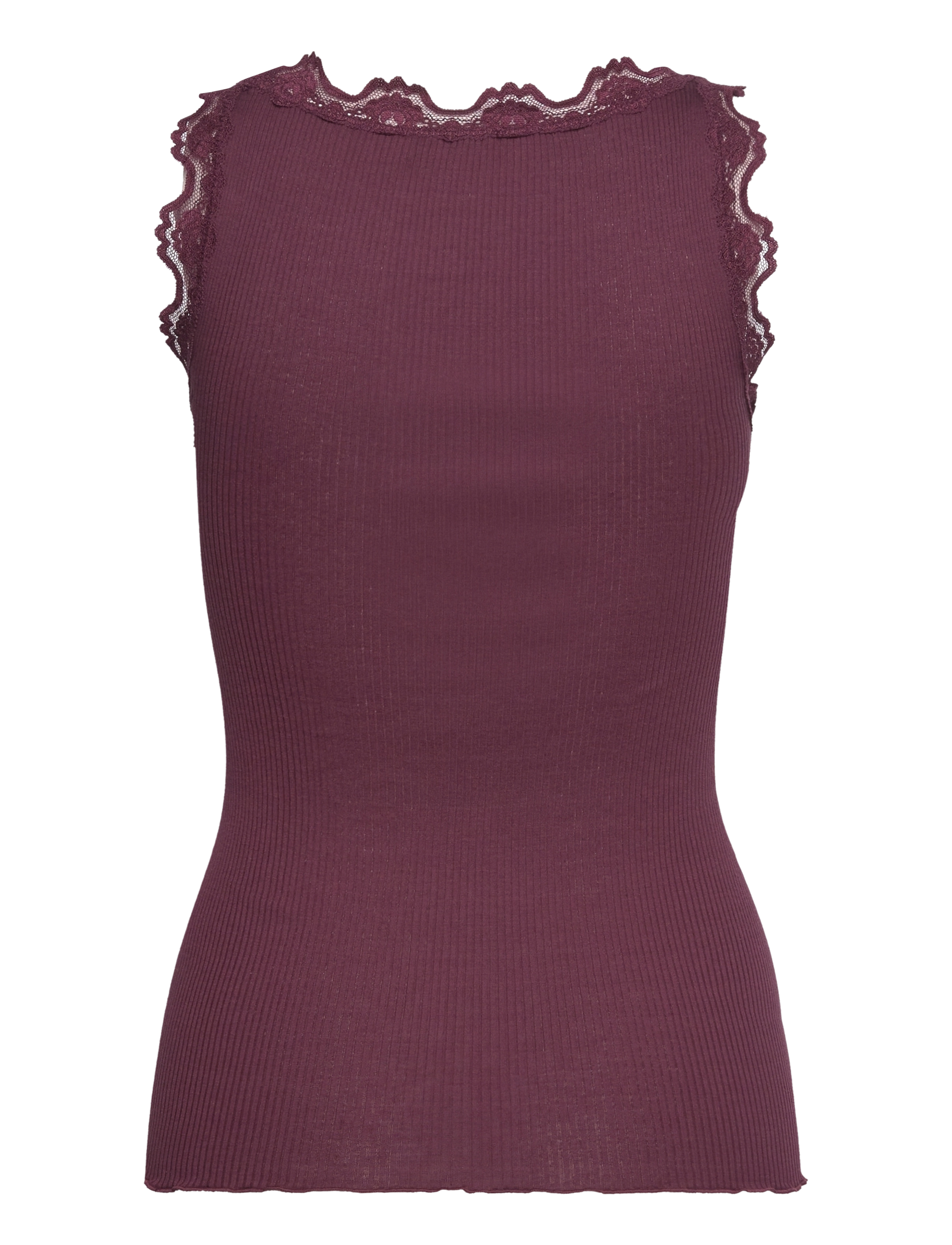Rosemunde - RWBabette Silk SL U-neck Long Lace - sleeveless tops - winetasting - 2