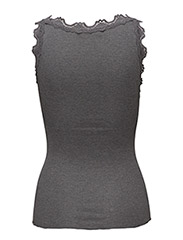 Rosemunde - Silk top w/ lace - sleeveless tops - dark grey melange - 4