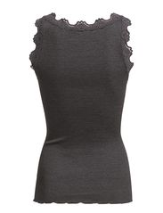 Rosemunde - Silk top w/ lace - sleeveless tops - dark grey melange - 3