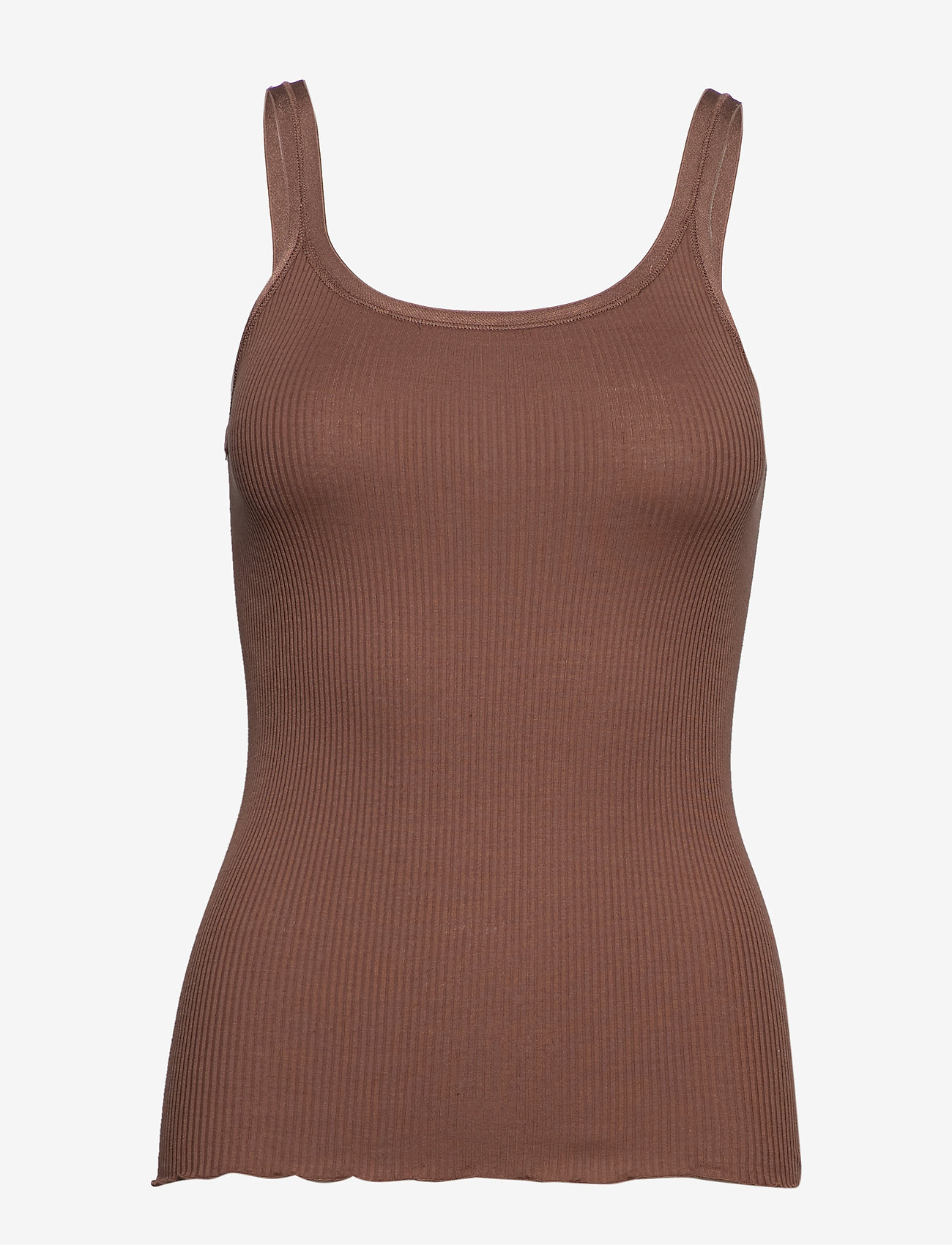 Rosemunde - Silk top w/ elastic band reg, lengt - acorn - 0