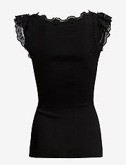 Rosemunde - Silk top regular w/wide lace - topi bez piedurknēm - black - 1